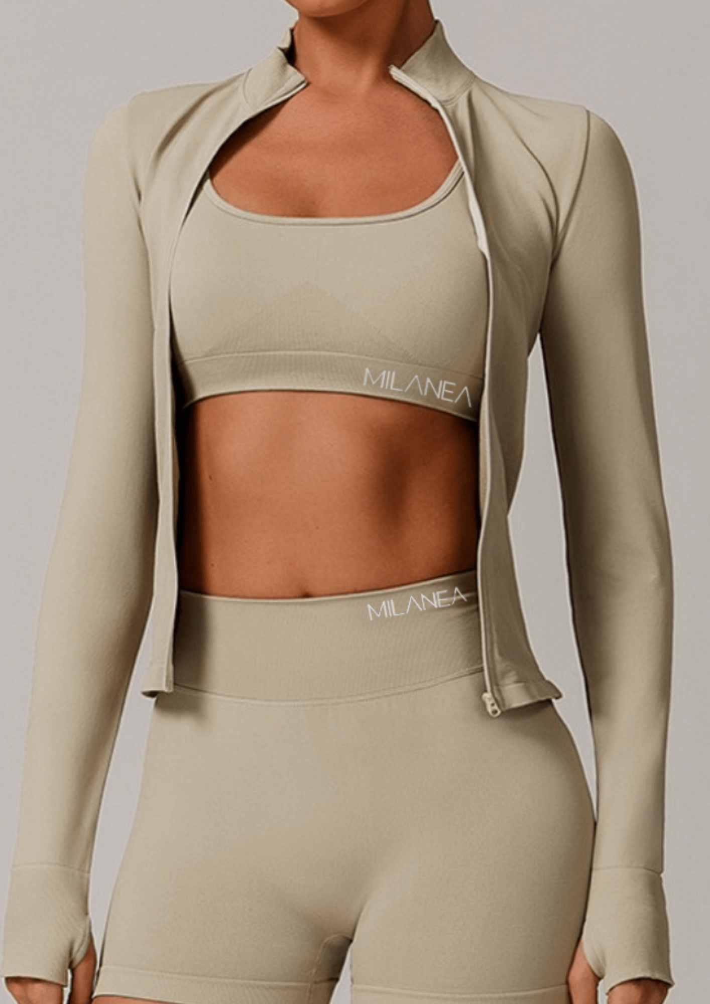 SkyPro Shaping Zip Jacke Beige